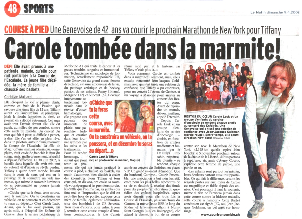 Article du journal Le Matin du 9 avril 2006.