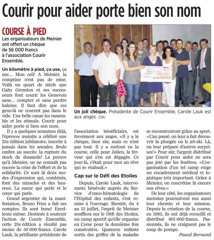 Tribune de Genève du 17 juin 2009